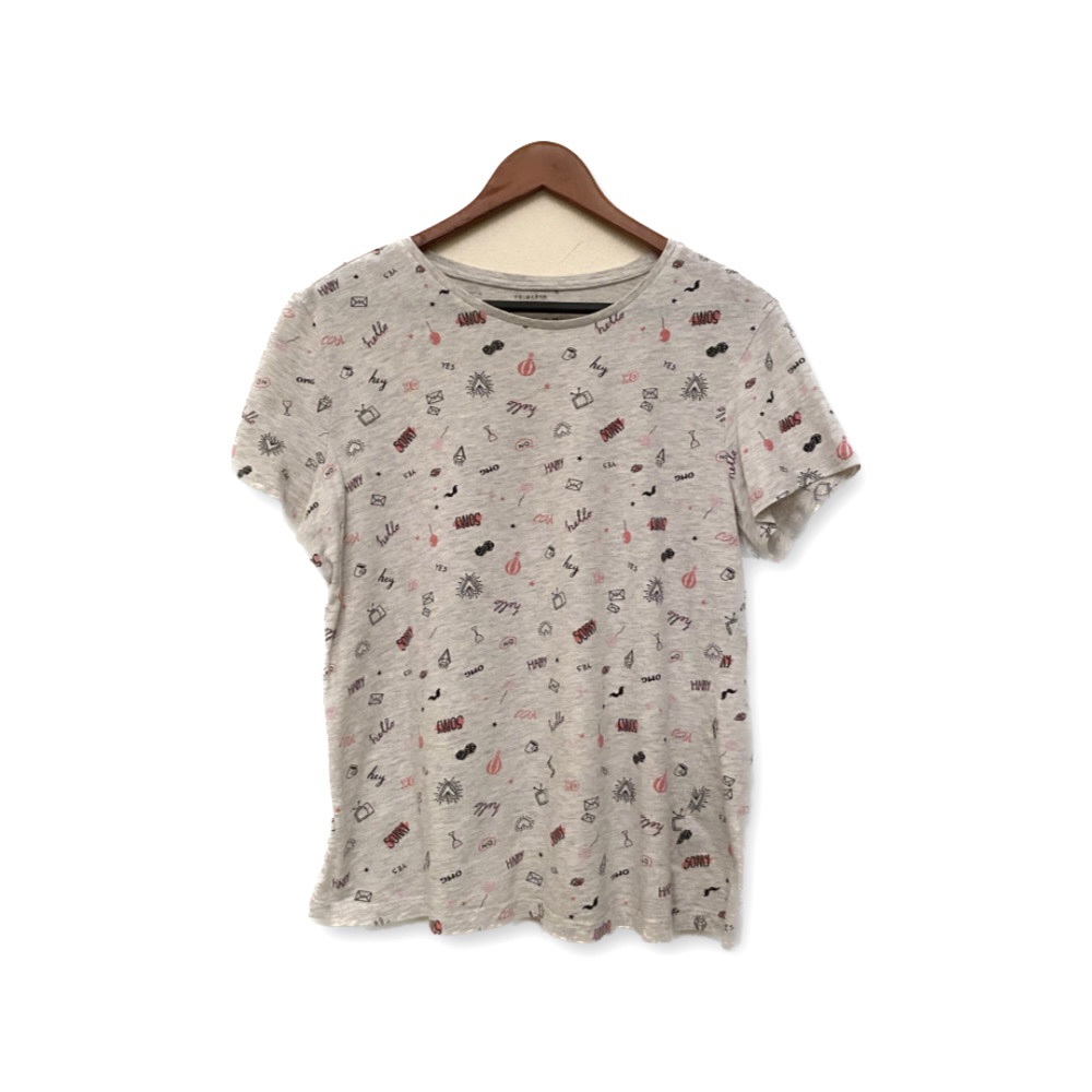 Primark Women's T-Shirt in Gray Pattern Size 14